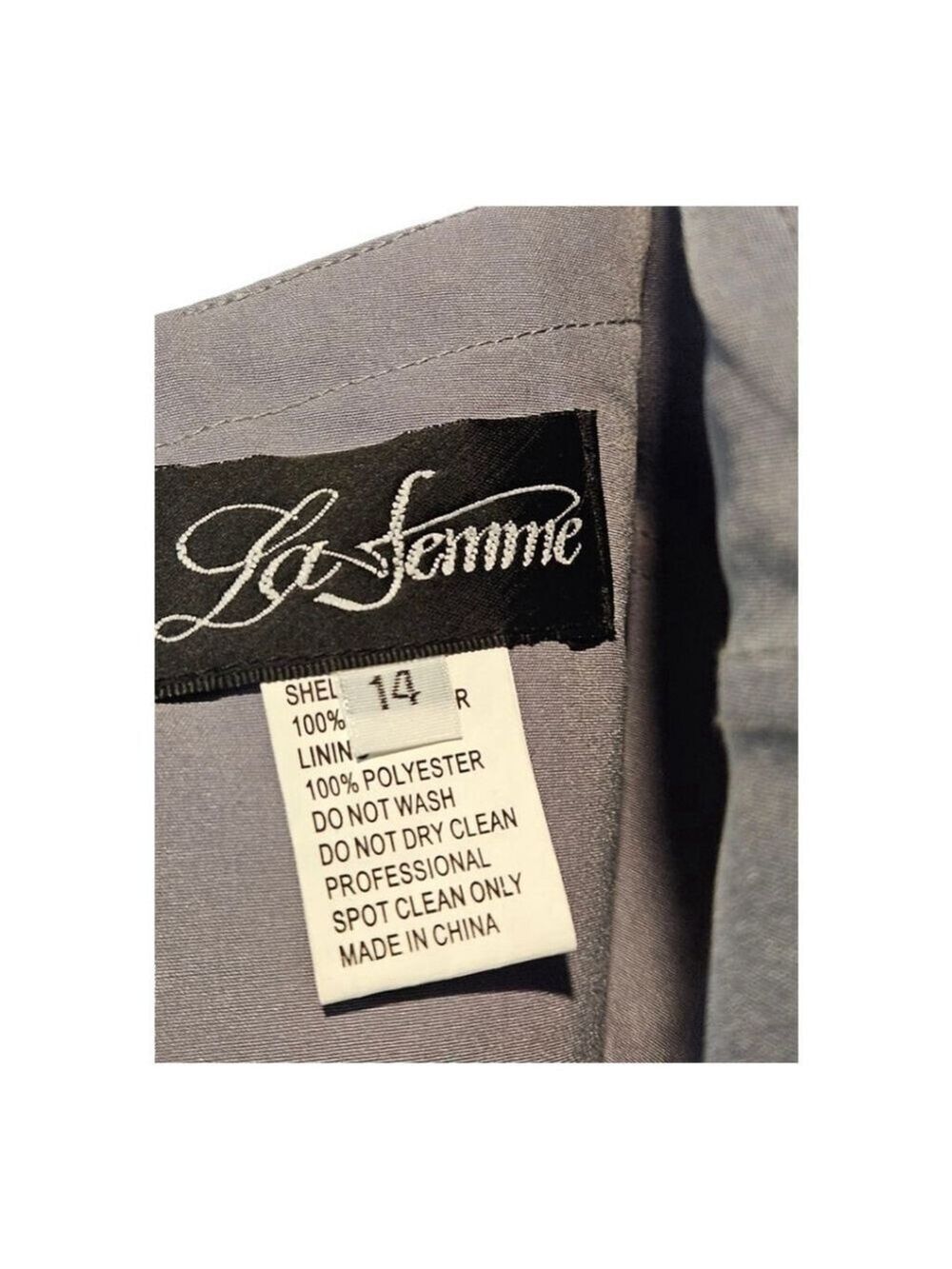 La Femme Grey Green Embellished Tulle Maxi Dress Size 14 - Picture 4 of 9